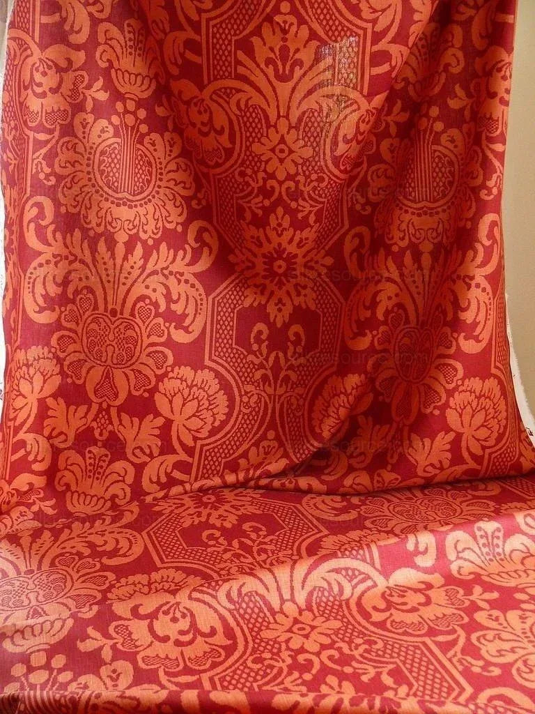 By Yd Vervain Trocadero 100%linen Print Berry Red Raspberry Hot Pink #395