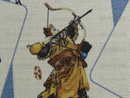 Travers Elizabeth Benefield Fab Macau Chinoserie Linen Martial Art FIgures#487