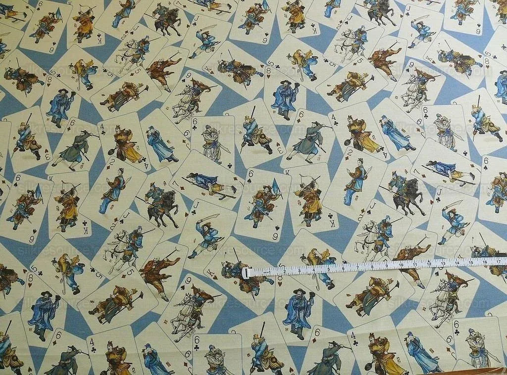 Travers Elizabeth Benefield Fab Macau Chinoserie Linen Martial Art FIgures#487