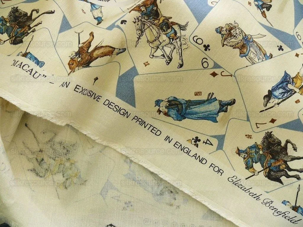 Travers Elizabeth Benefield Fab Macau Chinoserie Linen Martial Art FIgures#487