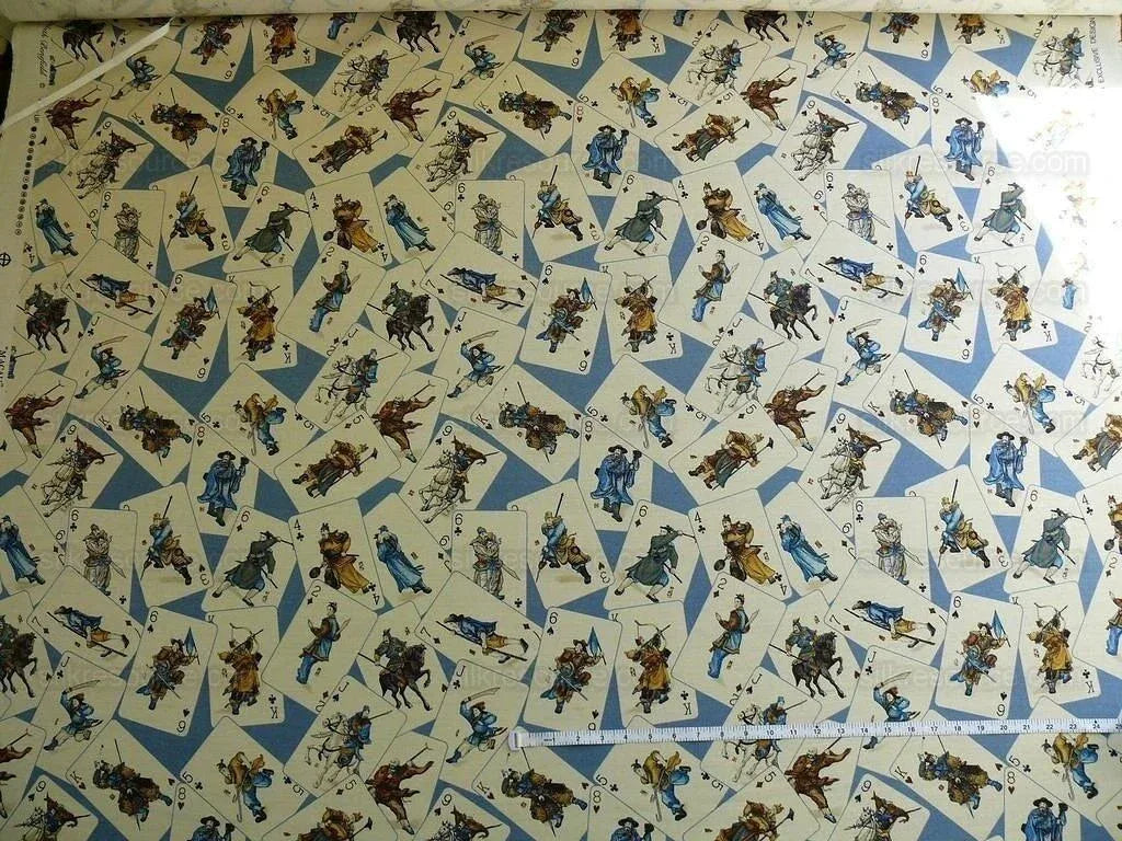 Travers Elizabeth Benefield Fab Macau Chinoserie Linen Martial Art FIgures#487