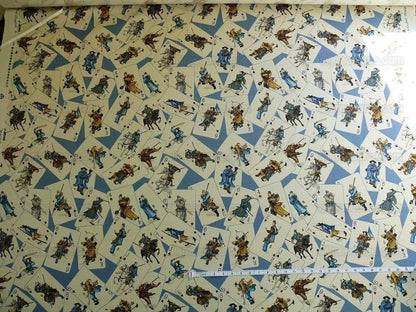 Travers Elizabeth Benefield Fab Macau Chinoserie Linen Martial Art FIgures#487