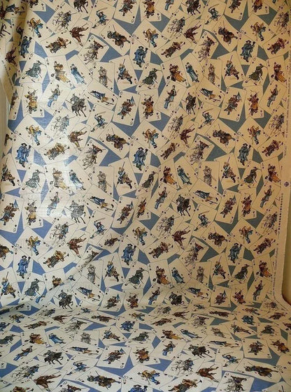 Travers Elizabeth Benefield Fab Macau Chinoserie Linen Martial Art FIgures#487