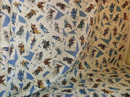 Travers Elizabeth Benefield Fab Macau Chinoserie Linen Martial Art FIgures#487