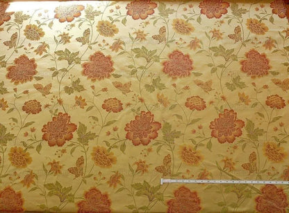 By yard Stunner Chino-asian Pink Peony Butterfly "berry" 100% Silk Lampas