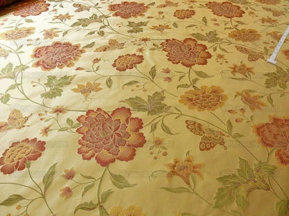 By yard Stunner Chino-asian Pink Peony Butterfly "berry" 100% Silk Lampas