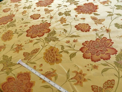 By yard Stunner Chino-asian Pink Peony Butterfly "berry" 100% Silk Lampas