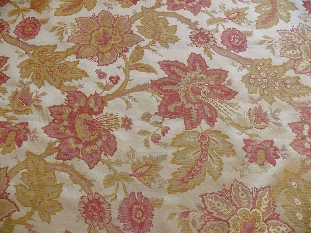 Hiend Exclusive Classic Silk Lampas Jacobean Flower Sparkling Pink+gold+cream (488a, 488b)