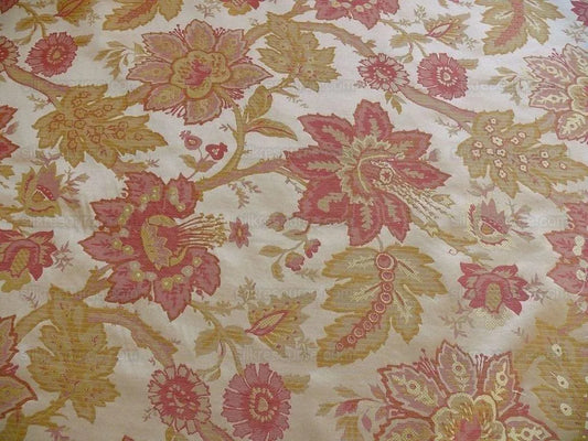 Hiend Exclusive Classic Silk Lampas Jacobean Flower Sparkling Pink+gold+cream (488a, 488b)