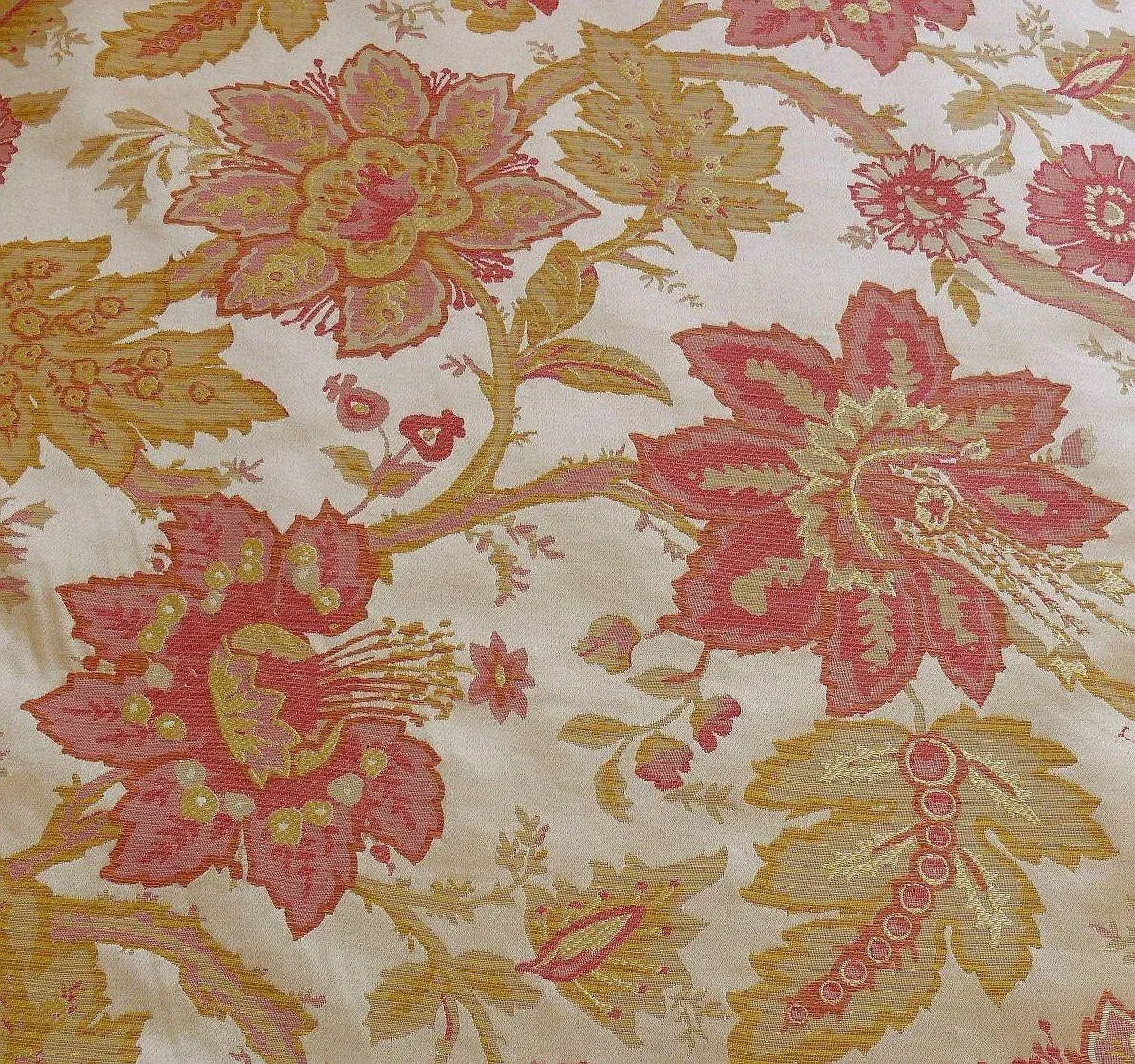 HiEND EXCLUSIVE CLASSIC SILK LAMPAS JACOBEAN FLOWER PINK+GOLD+CR