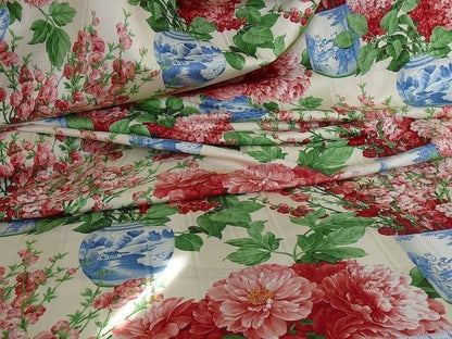 Stunning!! Robert Allen Pink Peony Blue Porcelain