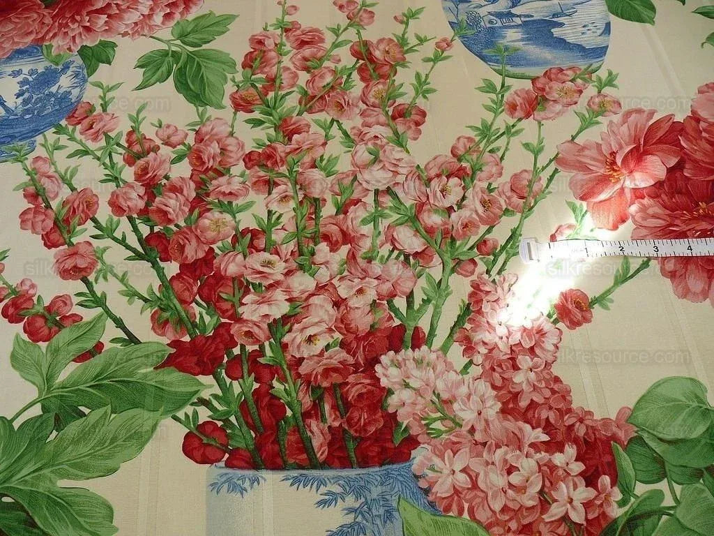 Stunning!! Robert Allen Pink Peony Blue Porcelain