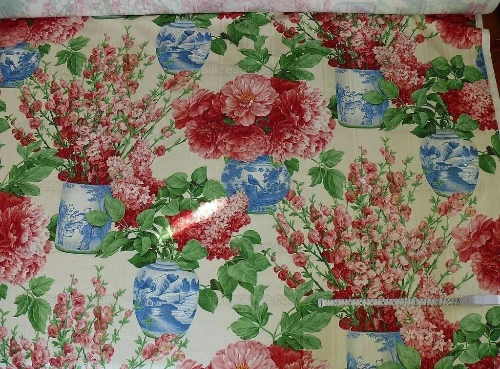 Stunning!! Robert Allen Pink Peony Blue Porcelain