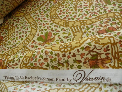 Vervain "Peking" Chinoisere Cranberry Gold Orange Cotton Print Bty