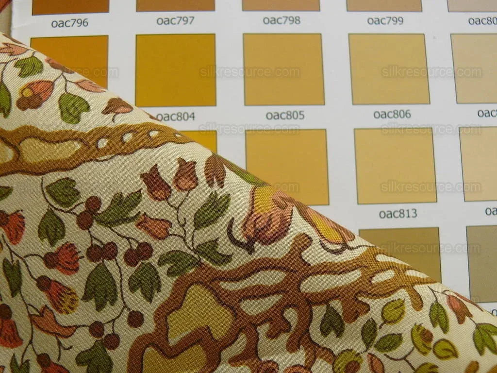 Vervain "Peking" Chinoisere Cranberry Gold Orange Cotton Print Bty