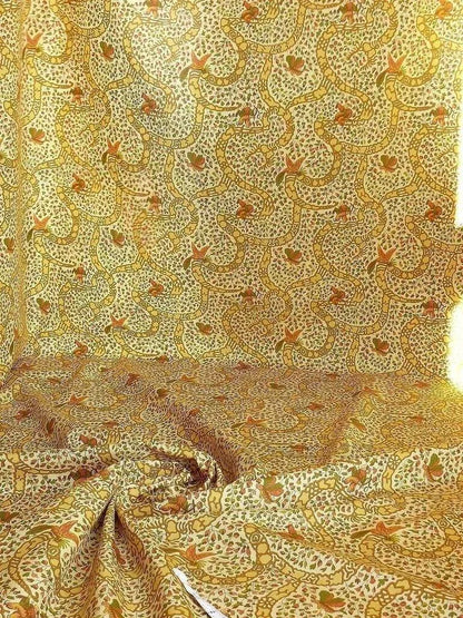 Vervain "Peking" Chinoisere Cranberry Gold Orange Cotton Print Bty