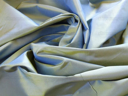 Scalamandre 100% Silk Taffeta "ocean" Blue &amp; Gold Bty
