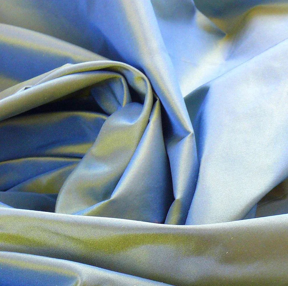 SCALAMANDRE 100% SILK TAFFETA "OCEAN" BLUE & GOLD BTY