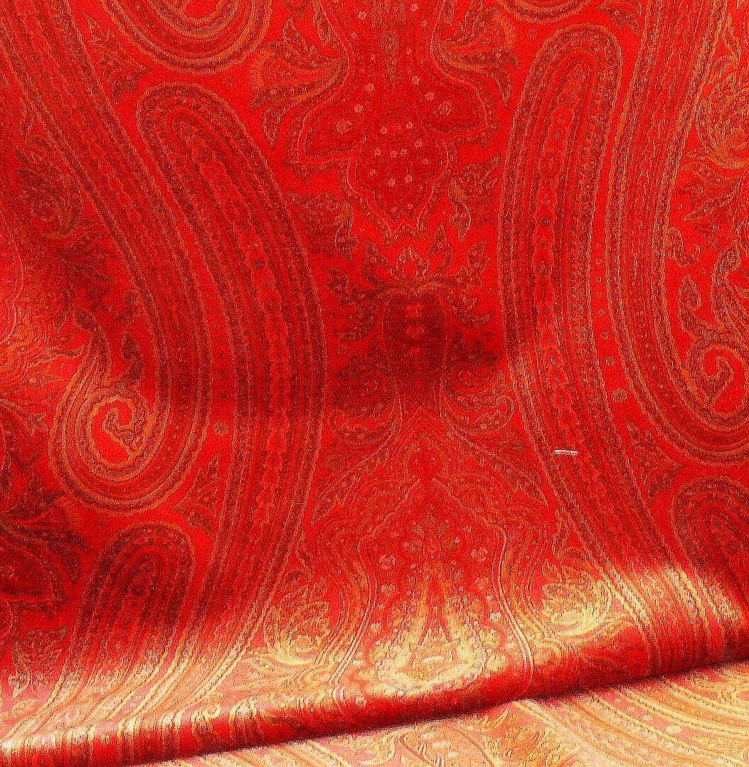 RALPH LAUREN VELVET! HAND PRINT PAISLEY RED RASPBERRY