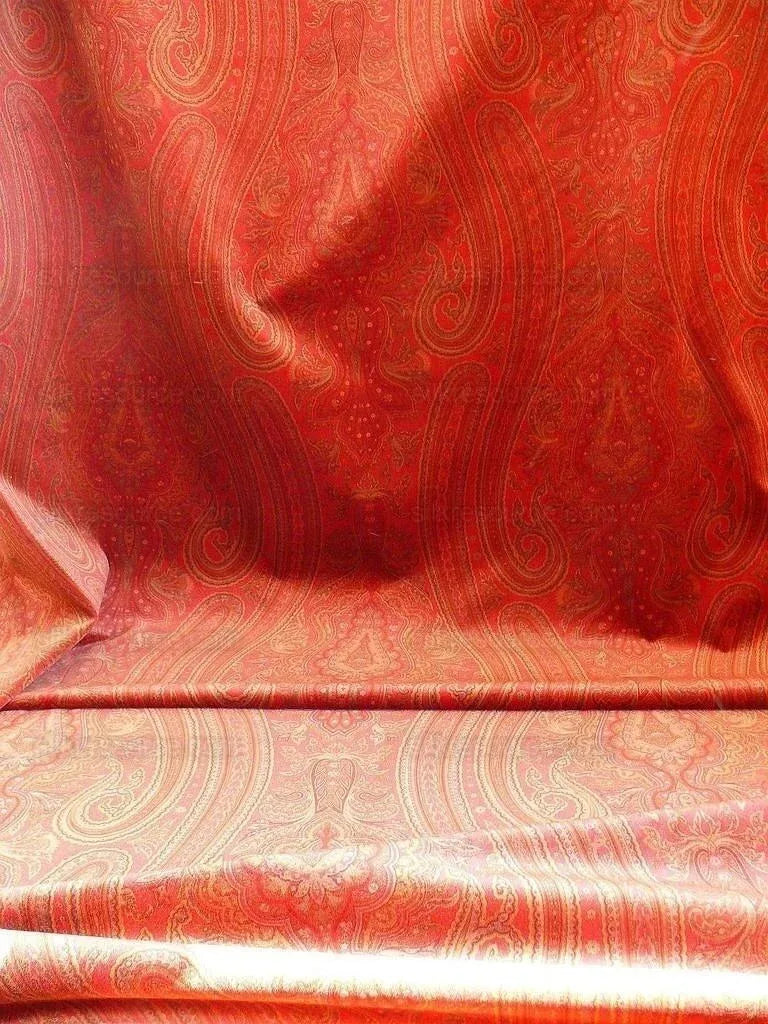 Ralph Lauren Velvet! Hand Print Paisley Red Raspberry