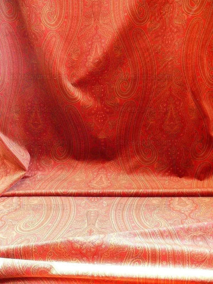 Ralph Lauren Velvet! Hand Print Paisley Red Raspberry