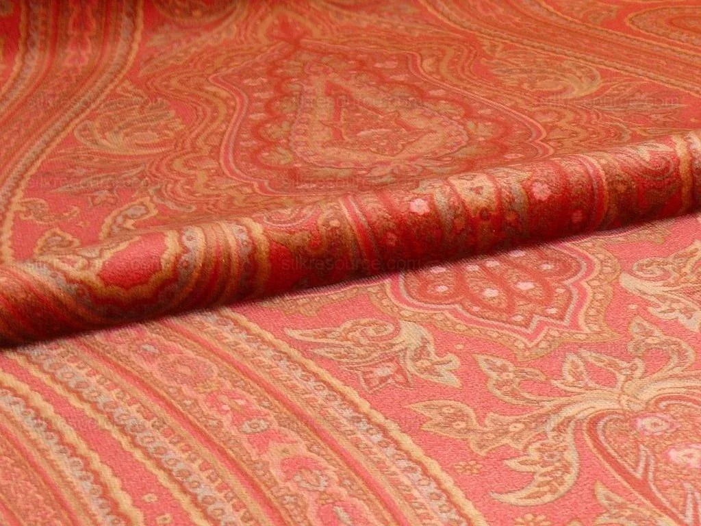 Ralph Lauren Velvet! Hand Print Paisley Red Raspberry