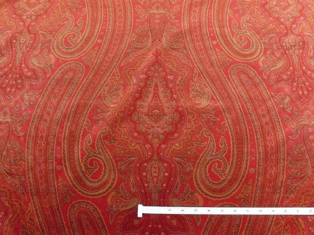 Ralph Lauren Velvet! Hand Print Paisley Red Raspberry