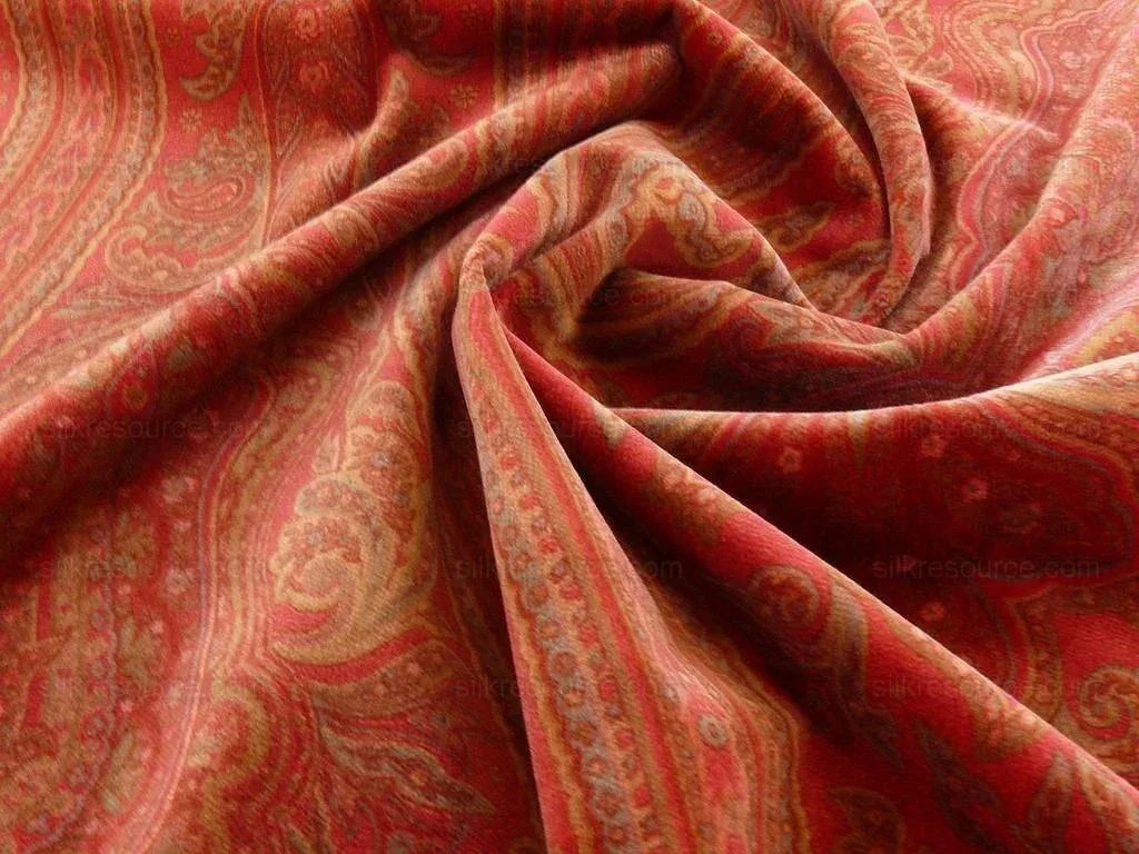 Ralph Lauren Velvet! Hand Print Paisley Red Raspberry