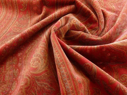 Ralph Lauren Velvet! Hand Print Paisley Red Raspberry