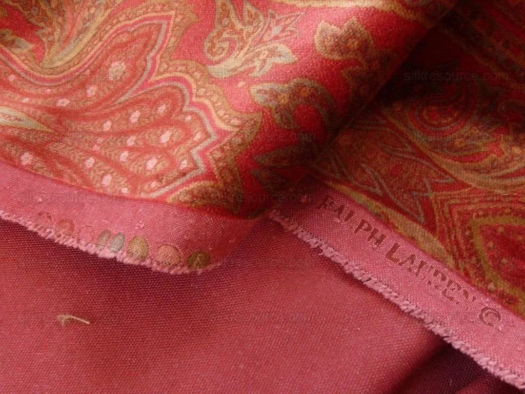 Ralph Lauren Velvet! Hand Print Paisley Red Raspberry