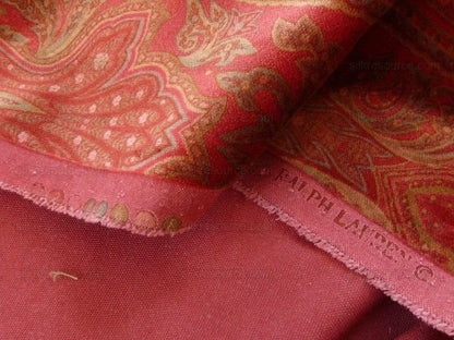 Ralph Lauren Velvet! Hand Print Paisley Red Raspberry