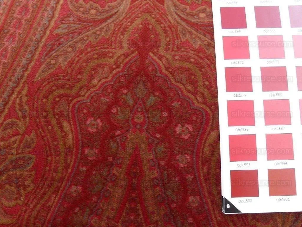 Ralph Lauren Velvet! Hand Print Paisley Red Raspberry