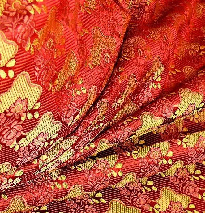 WOW! SILK LAMPAS RICH CARBERNET GOLD PETITE LACE FLEUR