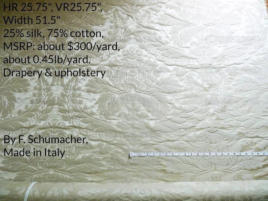 Schumacher Italy Damask Classy Renaissance "ecru" Beige Cream