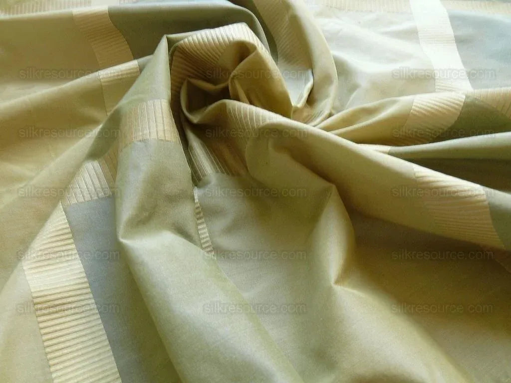 By Yd Hiend Schumacher Early Spring Italian Silk Linen Plaid  Green Gold MSRP USD 200/y