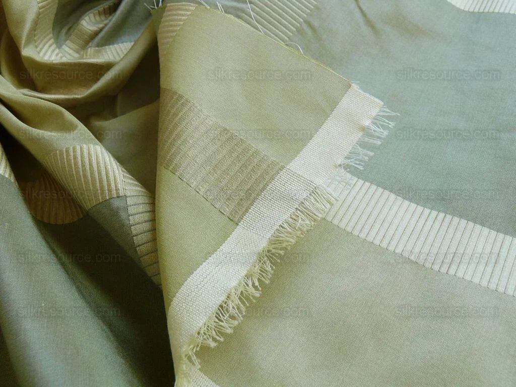 By Yd Hiend Schumacher Early Spring Italian Silk Linen Plaid  Green Gold MSRP USD 200/y
