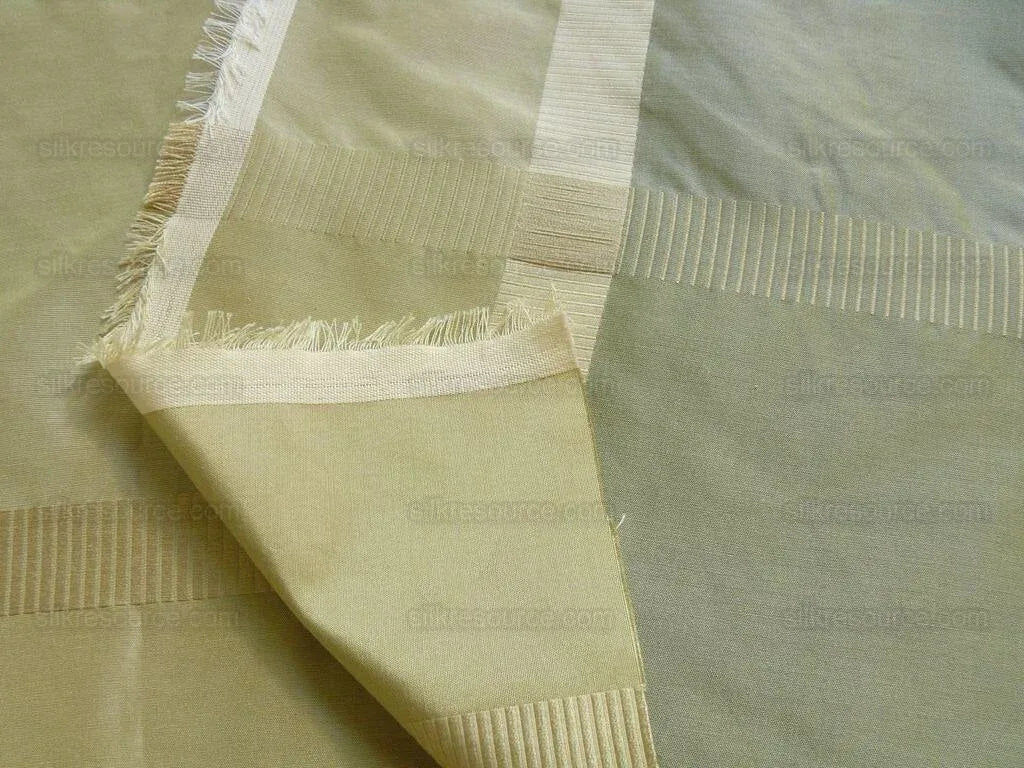 By Yd Hiend Schumacher Early Spring Italian Silk Linen Plaid  Green Gold MSRP USD 200/y