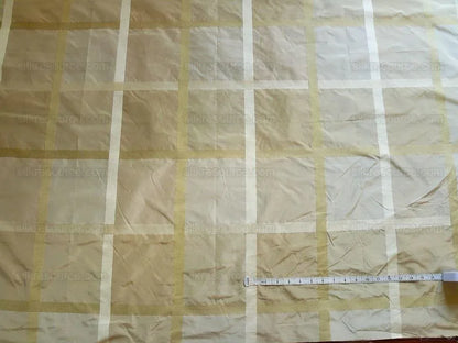 Bty Hiend Schumacher Early Fall Italian Silk Linen Gold Vanilla White Plaid MSRP USD 200+/y
