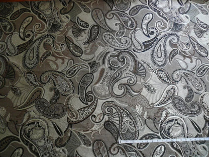 Smashing! Old World Weavers 100% Silk Ottoman Black &amp; White Silver Paisley Heavy