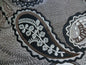 SMASHING! 100% SILK SILK OTTOMAN BLACK & WHITE SILVER PAISLEY  B