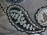 SMASHING! 100% SILK SILK OTTOMAN BLACK & WHITE SILVER PAISLEY  B