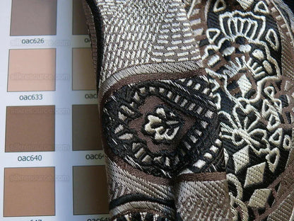 Smashing! Old World Weavers 100% Silk Ottoman Black &amp; White Silver Paisley Heavy