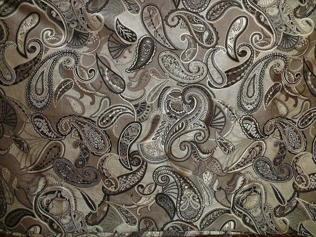 Smashing! Old World Weavers 100% Silk Ottoman Black &amp; White Silver Paisley Heavy