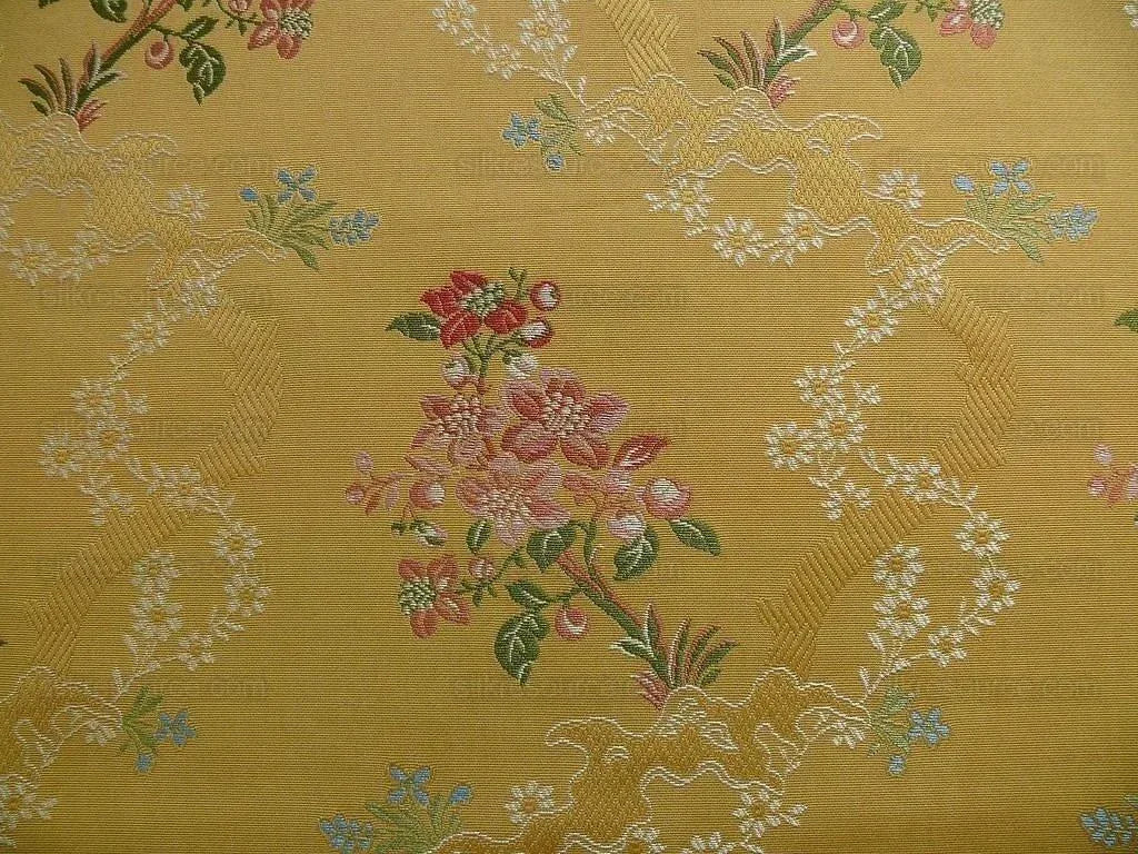 Kravet Couture "rosehips" French Lace Brocade Mustard Yellow Pin