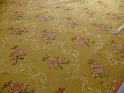 Kravet Couture "rosehips" French Lace Brocade Mustard Yellow Pin