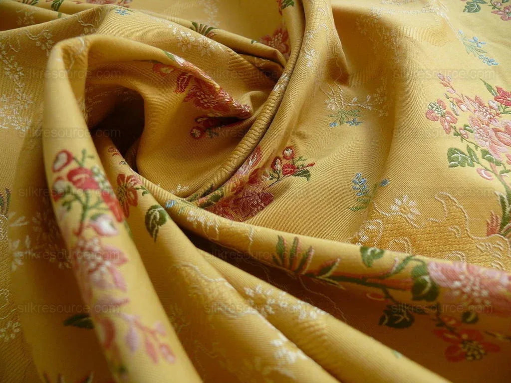 Kravet Couture "rosehips" French Lace Brocade Mustard Yellow Pin