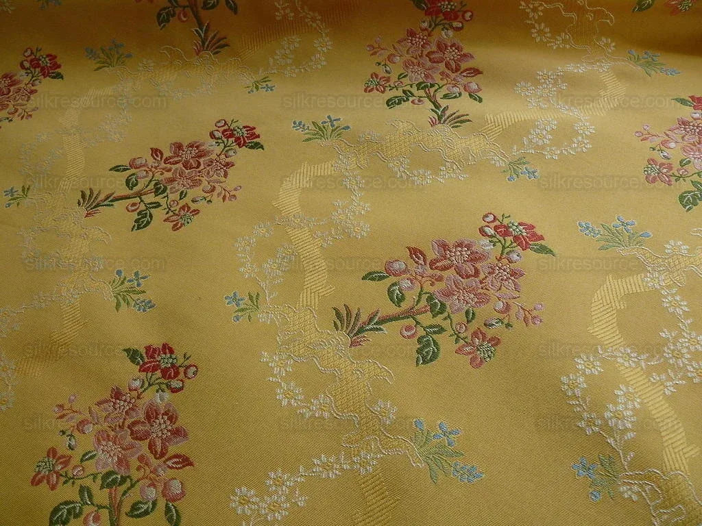 Kravet Couture "rosehips" French Lace Brocade Mustard Yellow Pin