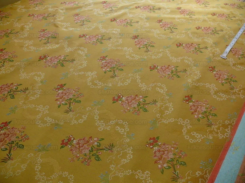 Kravet Couture "rosehips" French Lace Brocade Mustard Yellow Pin