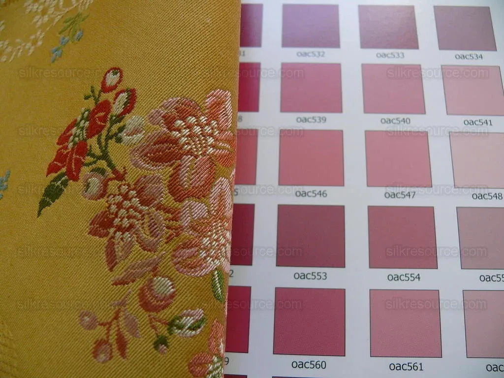 Kravet Couture "rosehips" French Lace Brocade Mustard Yellow Pin