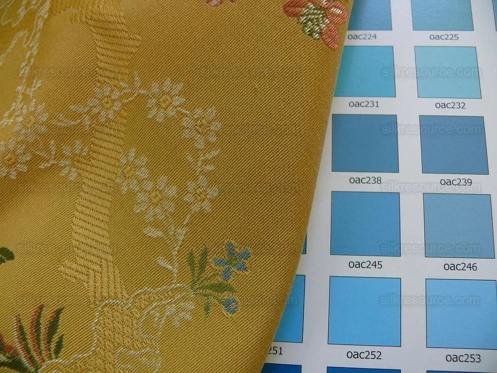 Kravet Couture "rosehips" French Lace Brocade Mustard Yellow Pin